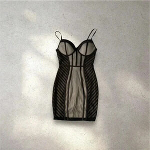 Kyrra black mesh bodycon mini dress size medium